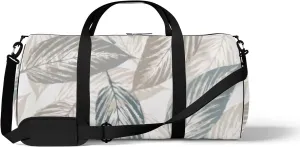Sports Gym Bag for Women and Men Waterproof Abstract Leaves Vintage White Duffel Bag Lightweight Carryon Traveling Boarding Gripsack