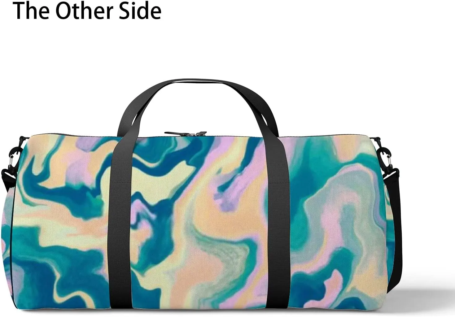 Sports Gym Bag for Women and Men Waterproof Abstract Marble Pattern Blue Pink Yellow Duffel Bag Lightweight Carryon Traveling Boarding Gripsack