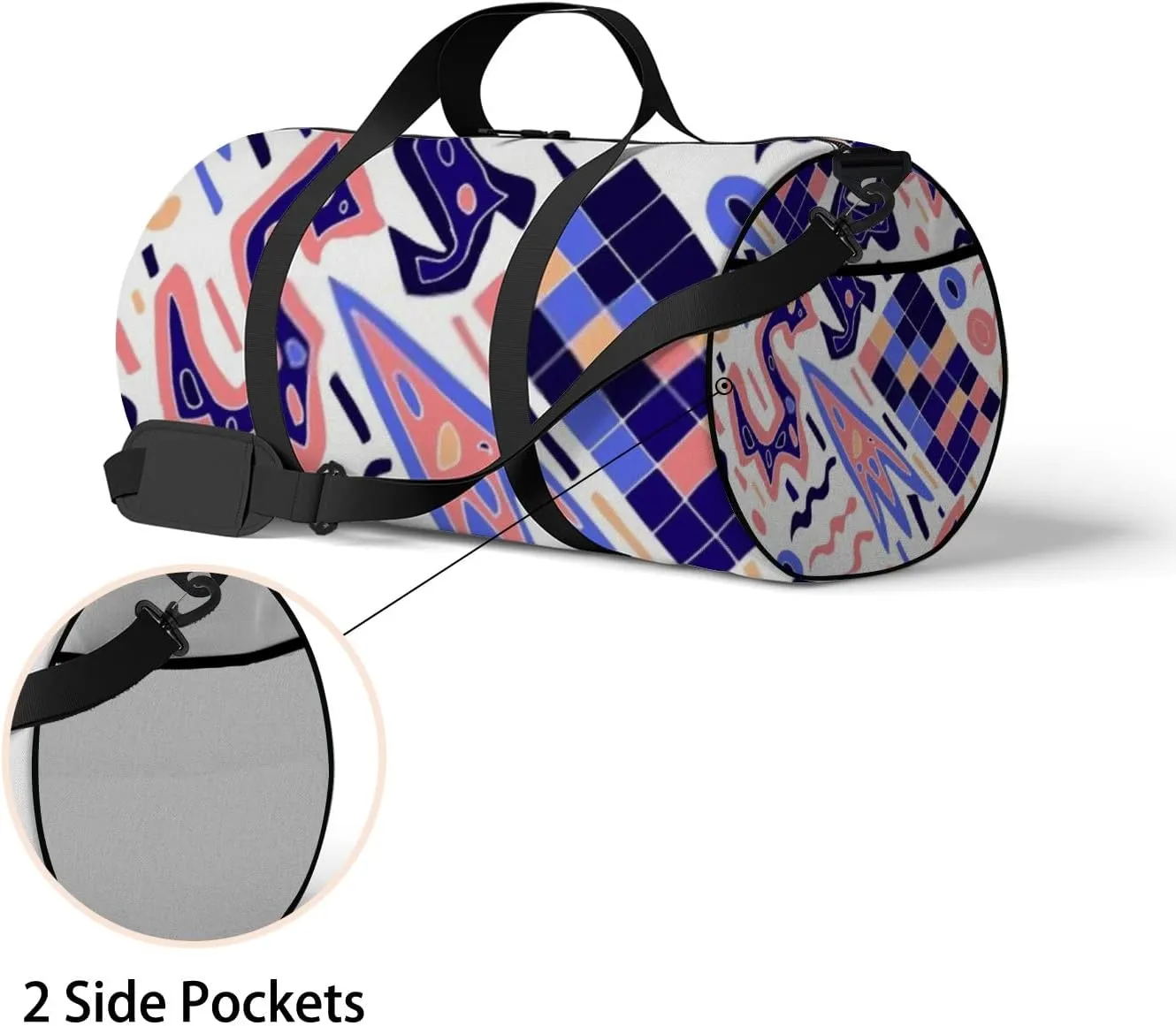 Sports Gym Bag for Women and Men Waterproof Abstract Modern Doodles Bright Summer Print Duffel Bag Lightweight Carryon Traveling Boarding Gripsack