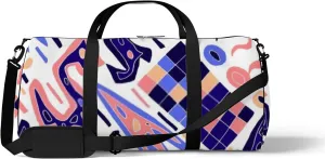 Sports Gym Bag for Women and Men Waterproof Abstract Modern Doodles Bright Summer Print Duffel Bag Lightweight Carryon Traveling Boarding Gripsack