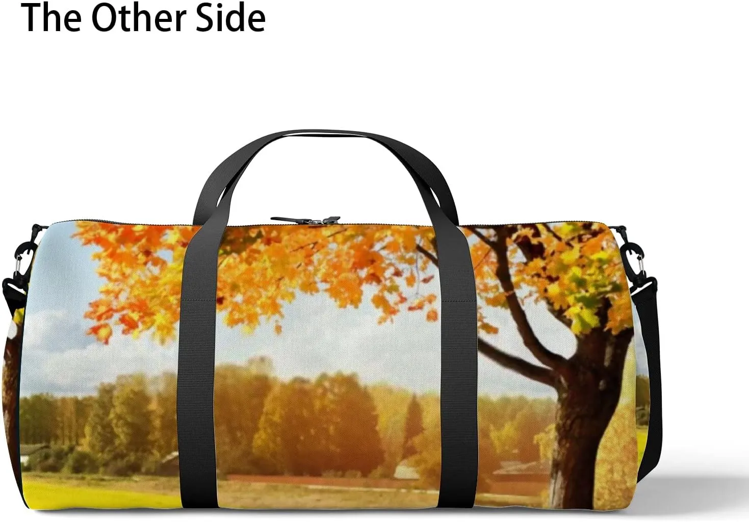 Sports Gym Bag for Women and Men Waterproof Autumn at the morning park Duffel Bag Lightweight Carryon Traveling Boarding Gripsack