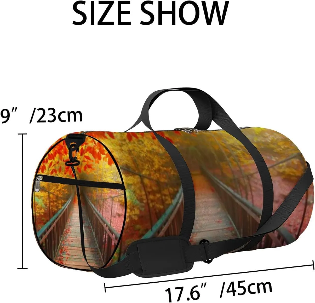 Sports Gym Bag for Women and Men Waterproof Autumn Landscape Duffel Bag Lightweight Carryon Traveling Boarding Gripsack