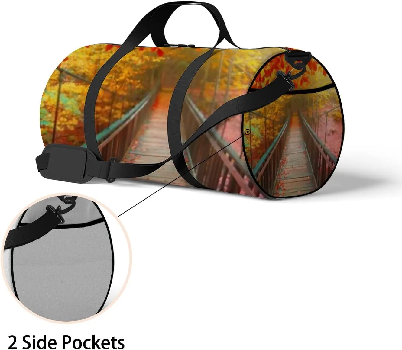 Sports Gym Bag for Women and Men Waterproof Autumn Landscape Duffel Bag Lightweight Carryon Traveling Boarding Gripsack