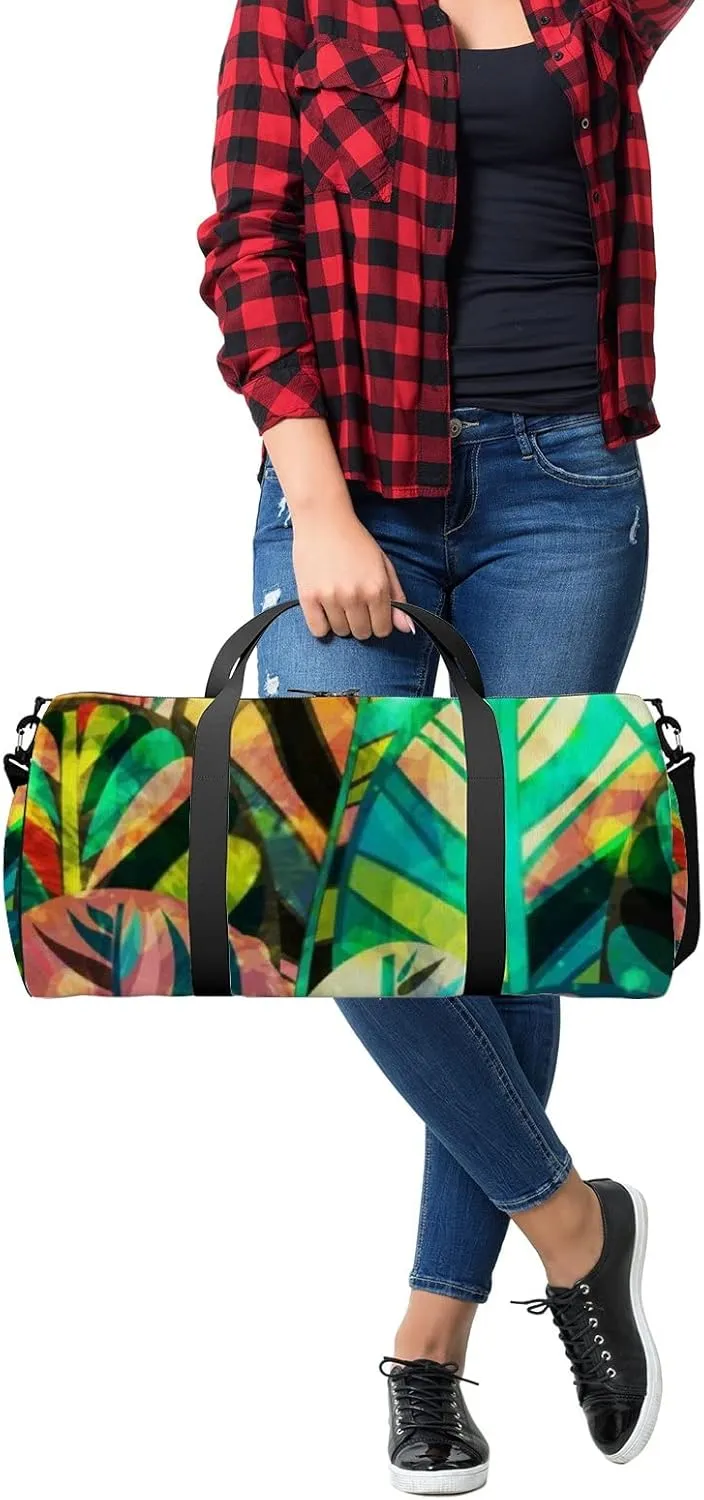 Sports Gym Bag for Women and Men Waterproof Blue Green Orange Pink Forest Duffel Bag Lightweight Carryon Traveling Boarding Gripsack
