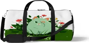 Sports Gym Bag for Women and Men Waterproof Cat Grass and flowers with Butterflies Duffel Bag Lightweight Carryon Traveling Boarding Gripsack