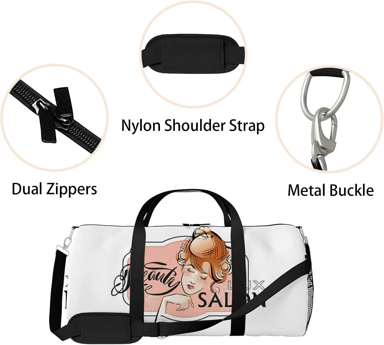 Sports Gym Bag for Women and Men Waterproof Ceautiful Woman Beauty Duffel Bag Lightweight Carryon Traveling Boarding Gripsack