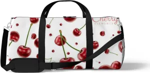 Sports Gym Bag for Women and Men Waterproof Cherries Elements Realistic Cherry Duffel Bag Lightweight Carryon Traveling Boarding Gripsack