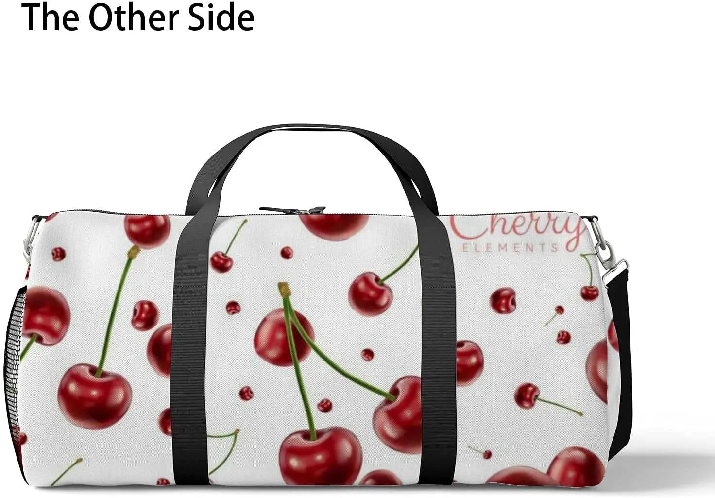 Sports Gym Bag for Women and Men Waterproof Cherries Elements Realistic Cherry Duffel Bag Lightweight Carryon Traveling Boarding Gripsack