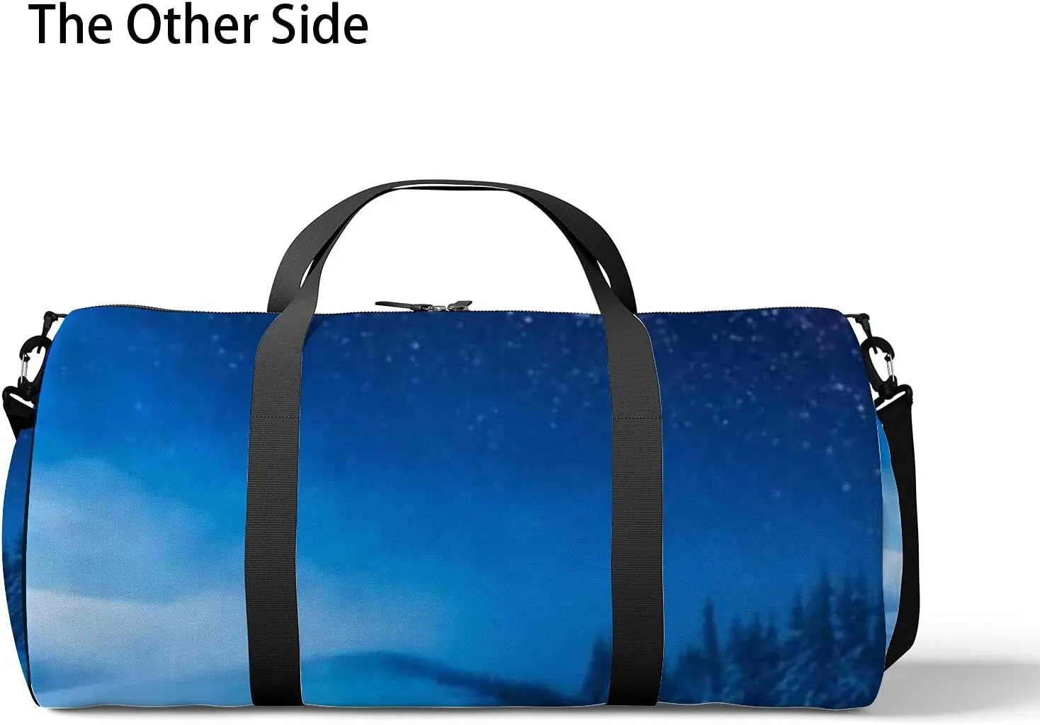 Sports Gym Bag for Women and Men Waterproof Christmas Forest Snow Milky Way Starry Sky Duffel Bag Lightweight Carryon Traveling Boarding Gripsack