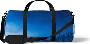 Sports Gym Bag for Women and Men Waterproof Christmas Forest Snow Milky Way Starry Sky Duffel Bag Lightweight Carryon Traveling Boarding Gripsack