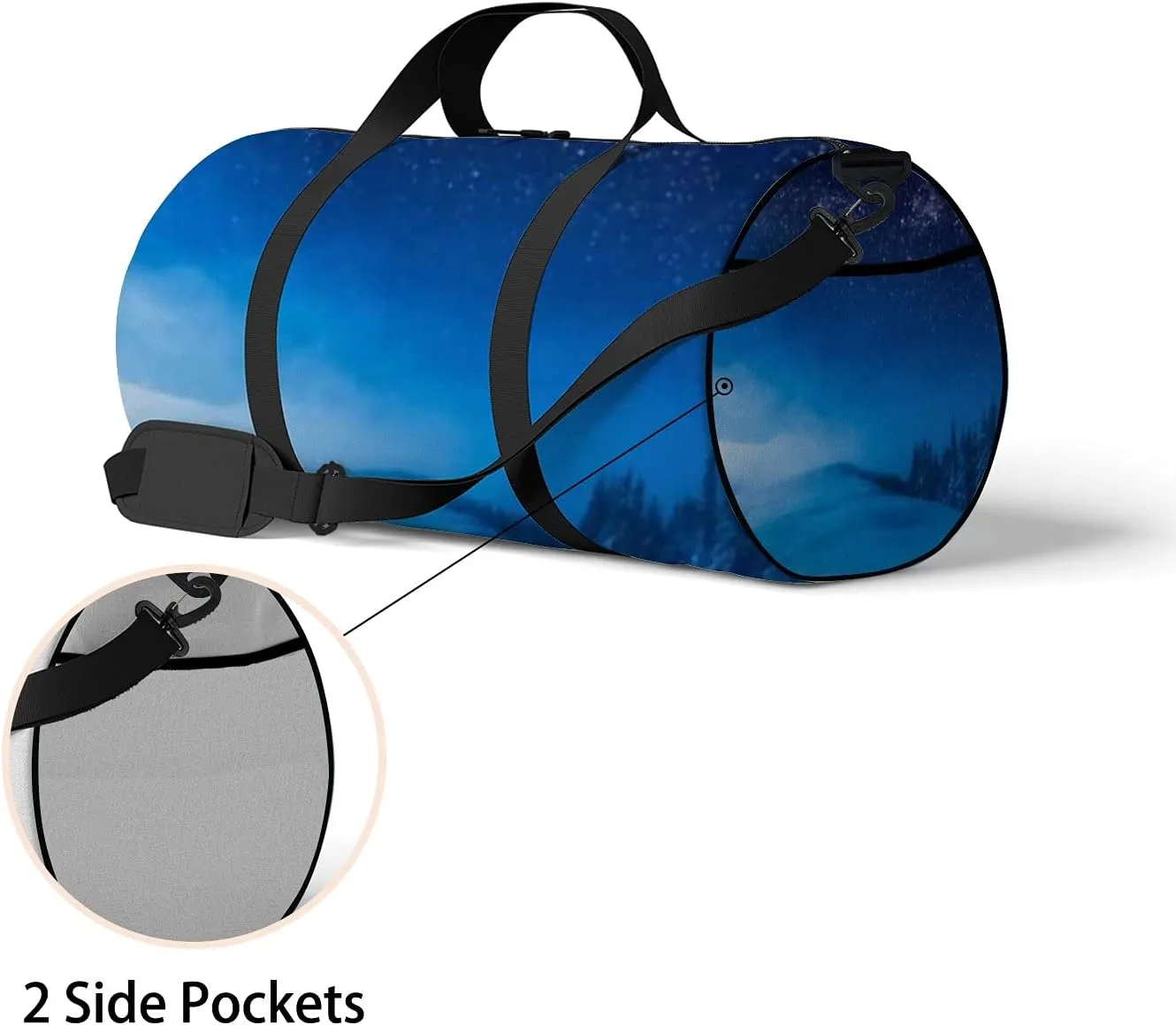 Sports Gym Bag for Women and Men Waterproof Christmas Forest Snow Milky Way Starry Sky Duffel Bag Lightweight Carryon Traveling Boarding Gripsack