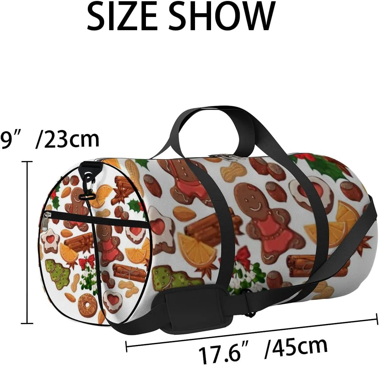 Sports Gym Bag for Women and Men Waterproof Colorful Christmas Symbols Duffel Bag Lightweight Carryon Traveling Boarding Gripsack