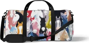 Sports Gym Bag for Women and Men Waterproof Colourful Cartoon Horses Duffel Bag Lightweight Carryon Traveling Boarding Gripsack