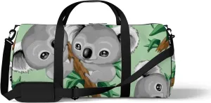 Sports Gym Bag for Women and Men Waterproof Cute Baby Koala Grey Duffel Bag Lightweight Carryon Traveling Boarding Gripsack