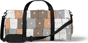 Sports Gym Bag for Women and Men Waterproof Cute Bear Cartoon Doodle Seamless Pattern Duffel Bag Lightweight Carryon Traveling Boarding Gripsack