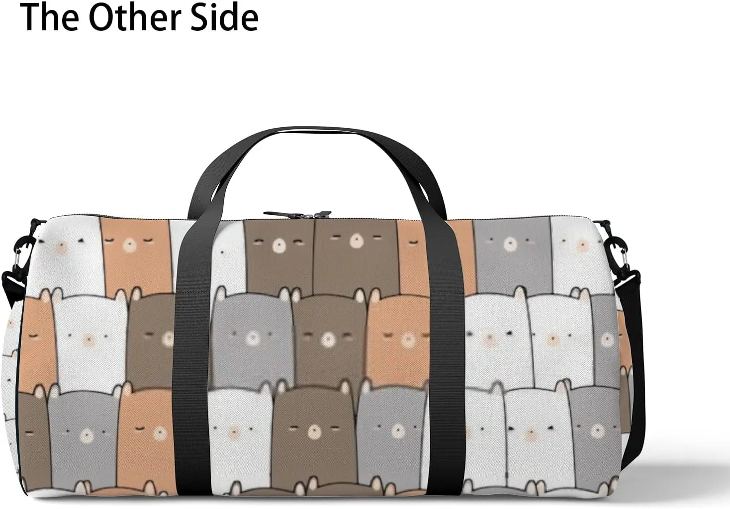 Sports Gym Bag for Women and Men Waterproof Cute Bear Cartoon Doodle Seamless Pattern Duffel Bag Lightweight Carryon Traveling Boarding Gripsack