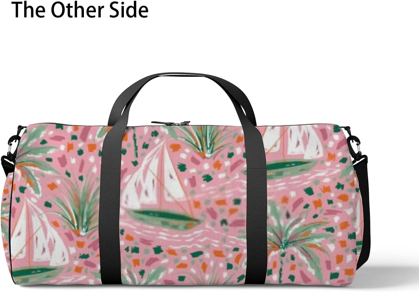 Sports Gym Bag for Women and Men Waterproof Cute Hand Paint Brush Strokes Sailboats Palm Tree Pattern Duffel Bag Lightweight Carryon Traveling Boarding Gripsack