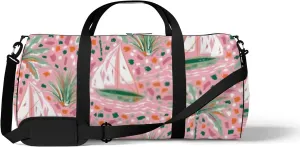 Sports Gym Bag for Women and Men Waterproof Cute Hand Paint Brush Strokes Sailboats Palm Tree Pattern Duffel Bag Lightweight Carryon Traveling Boarding Gripsack