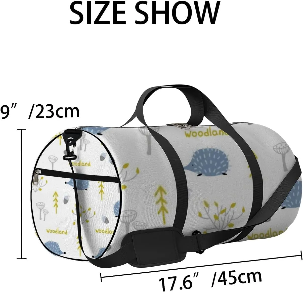 Sports Gym Bag for Women and Men Waterproof Cute Hedgehog Hand Drawn Blue Duffel Bag Lightweight Carryon Traveling Boarding Gripsack