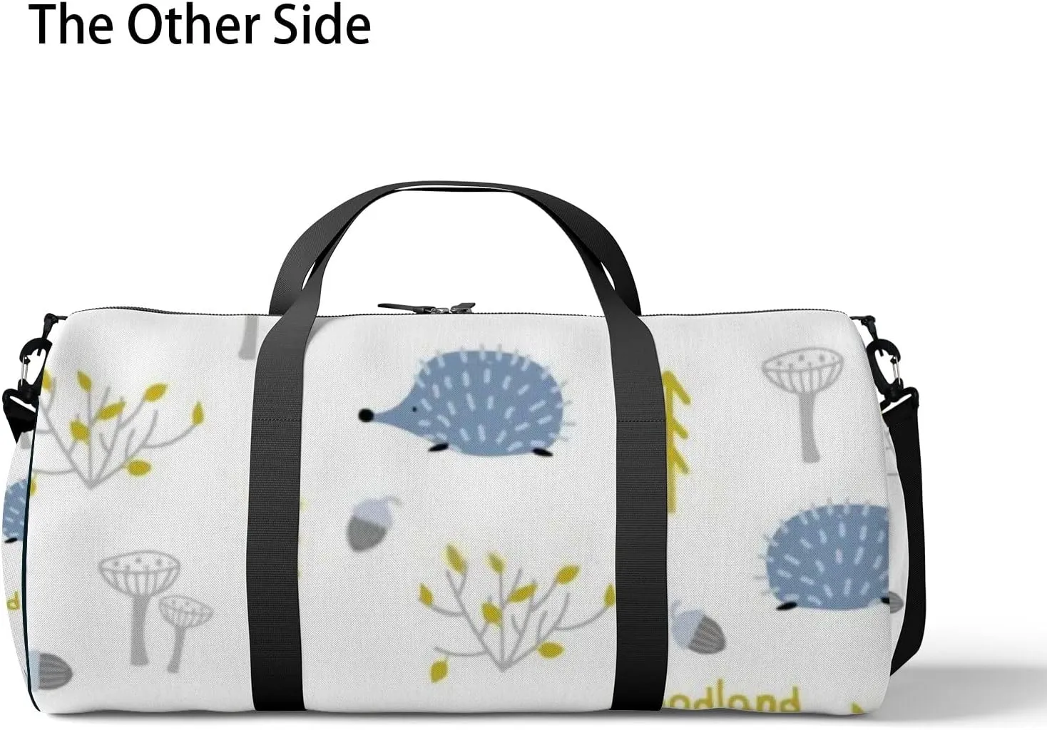 Sports Gym Bag for Women and Men Waterproof Cute Hedgehog Hand Drawn Blue Duffel Bag Lightweight Carryon Traveling Boarding Gripsack