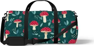 Sports Gym Bag for Women and Men Waterproof Cute Red Mushrooms White Dots Duffel Bag Lightweight Carryon Traveling Boarding Gripsack
