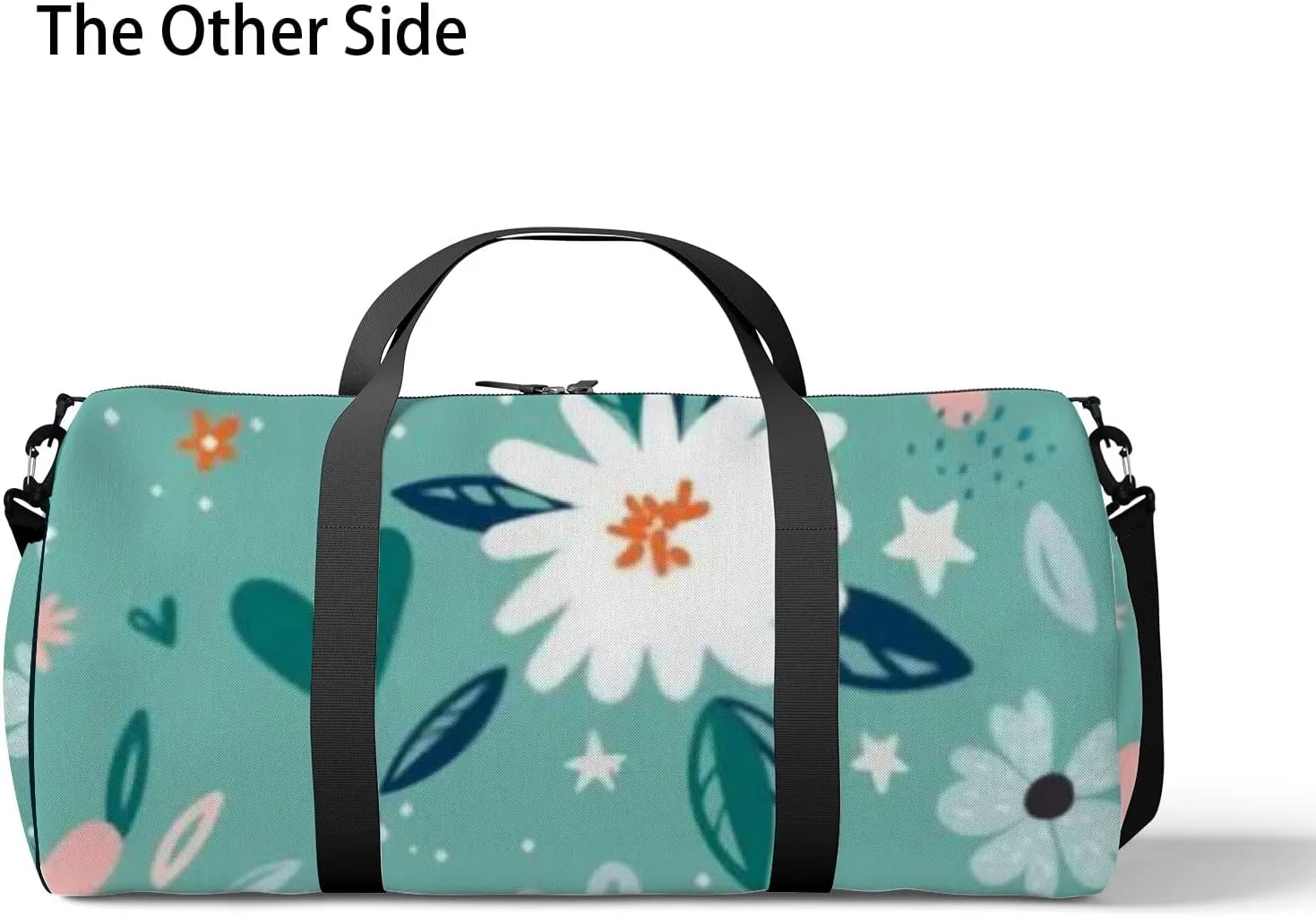 Sports Gym Bag for Women and Men Waterproof Cute Small Flower Green Duffel Bag Lightweight Carryon Traveling Boarding Gripsack