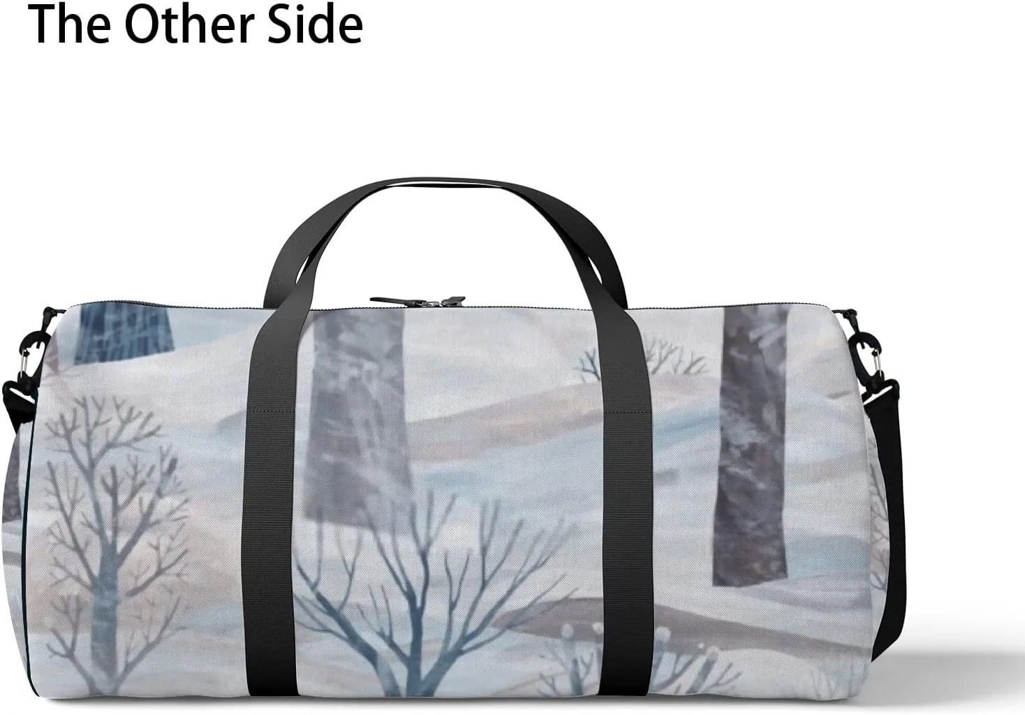Sports Gym Bag for Women and Men Waterproof Cute Winter Landscape Trees Pastel Colors Duffel Bag Lightweight Carryon Traveling Boarding Gripsack