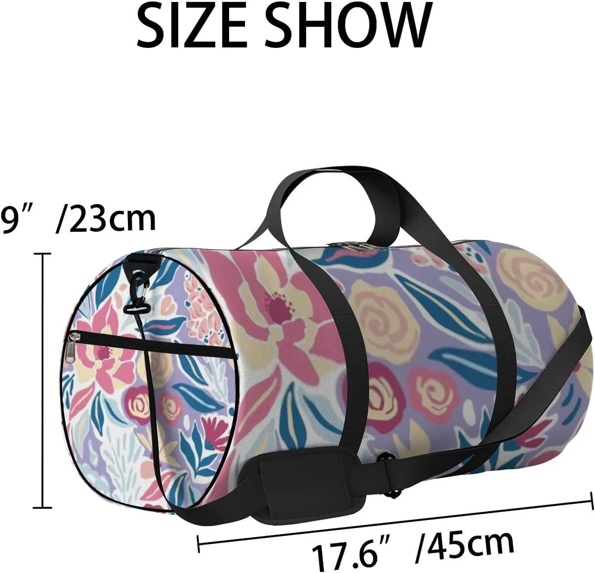 Sports Gym Bag for Women and Men Waterproof Elegant Floral Tropical Small Hand Drawn Flowers Duffel Bag Lightweight Carryon Traveling Boarding Gripsack