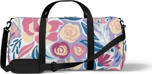 Sports Gym Bag for Women and Men Waterproof Elegant Floral Tropical Small Hand Drawn Flowers Duffel Bag Lightweight Carryon Traveling Boarding Gripsack