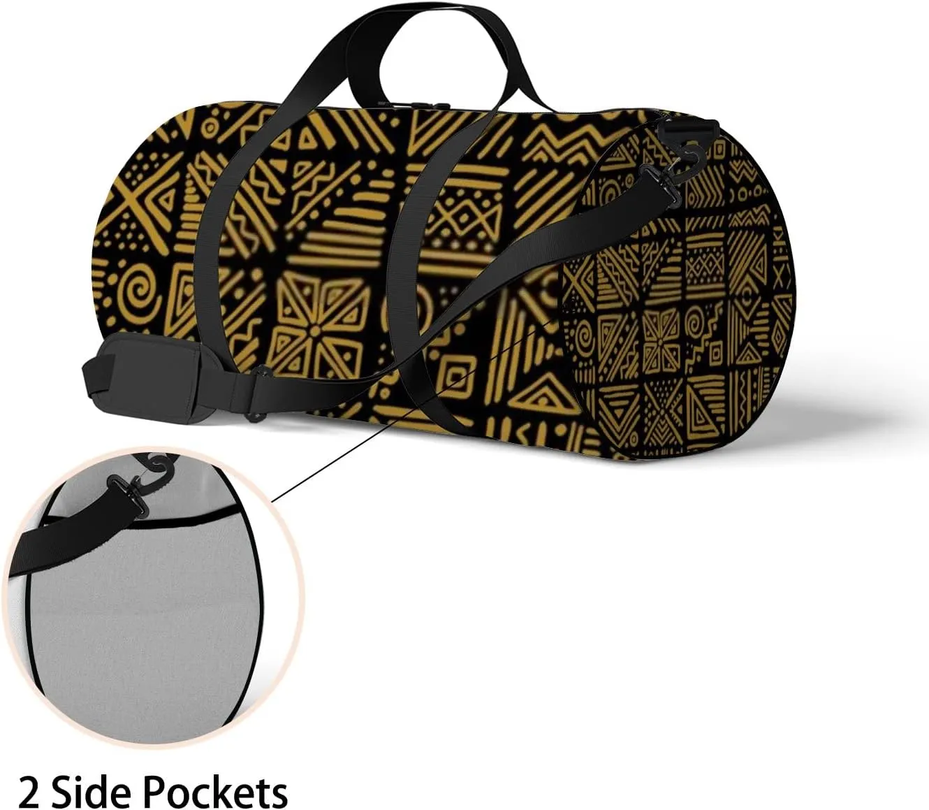 Sports Gym Bag for Women and Men Waterproof Ethnic Tribal Style Duffel Bag Lightweight Carryon Traveling Boarding Gripsack