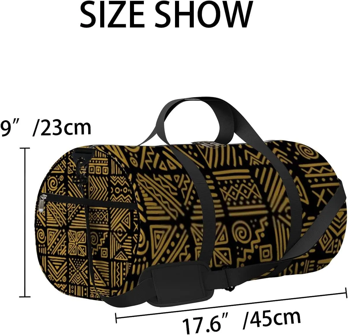 Sports Gym Bag for Women and Men Waterproof Ethnic Tribal Style Duffel Bag Lightweight Carryon Traveling Boarding Gripsack