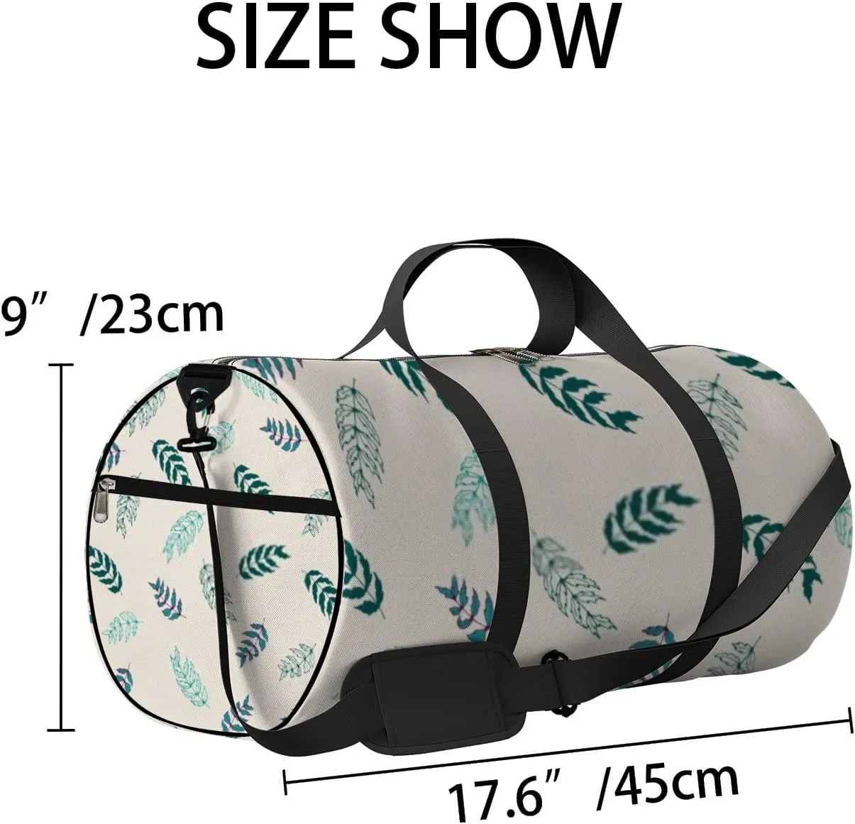 Sports Gym Bag for Women and Men Waterproof Floral Element Pattern Summer Green Duffel Bag Lightweight Carryon Traveling Boarding Gripsack