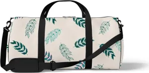 Sports Gym Bag for Women and Men Waterproof Floral Element Pattern Summer Green Duffel Bag Lightweight Carryon Traveling Boarding Gripsack