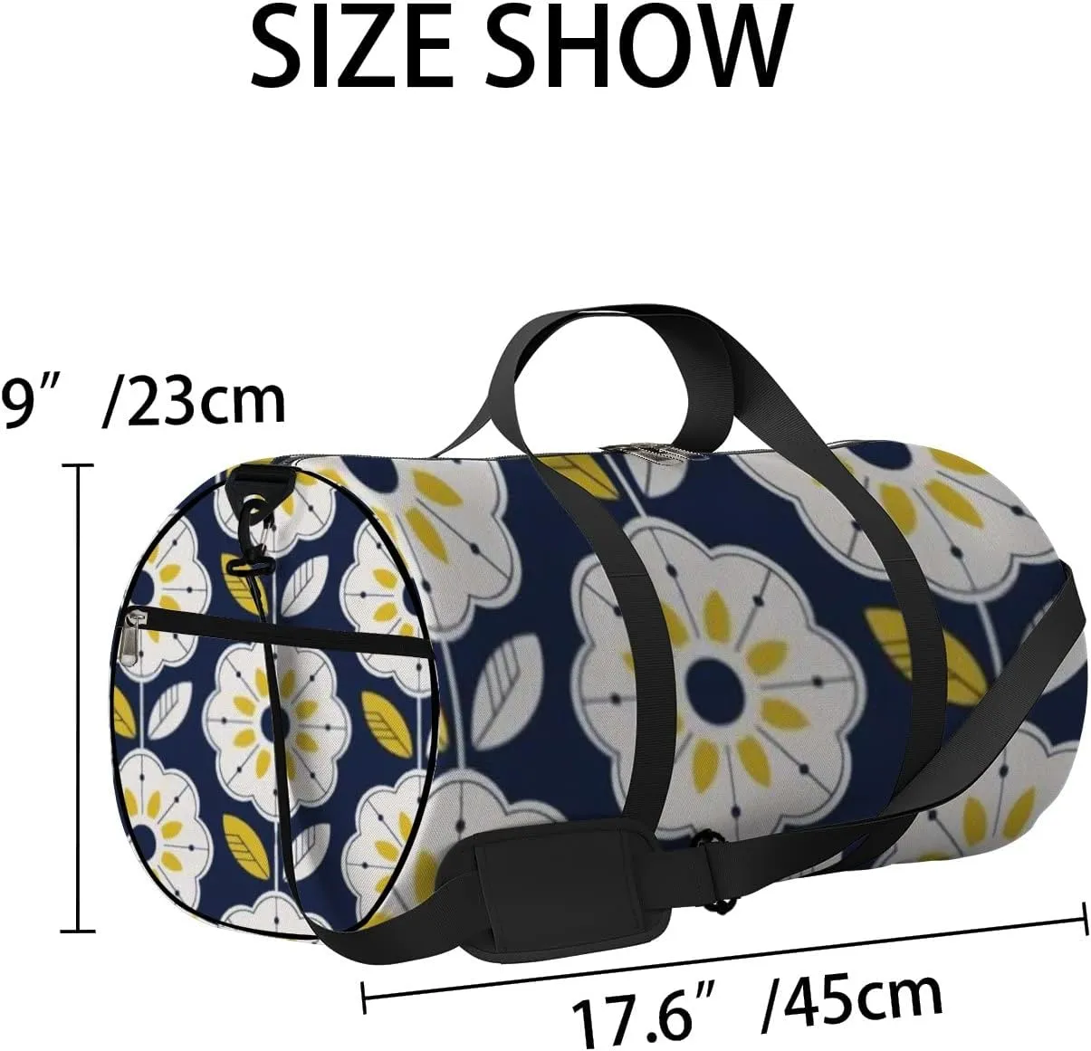 Sports Gym Bag for Women and Men Waterproof Floral Pattern Scandinavian Style Duffel Bag Lightweight Carryon Traveling Boarding Gripsack