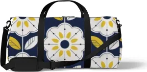 Sports Gym Bag for Women and Men Waterproof Floral Pattern Scandinavian Style Duffel Bag Lightweight Carryon Traveling Boarding Gripsack