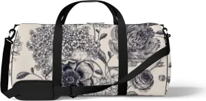 Sports Gym Bag for Women and Men Waterproof Floral Pattern Vintage Style Duffel Bag Lightweight Carryon Traveling Boarding Gripsack