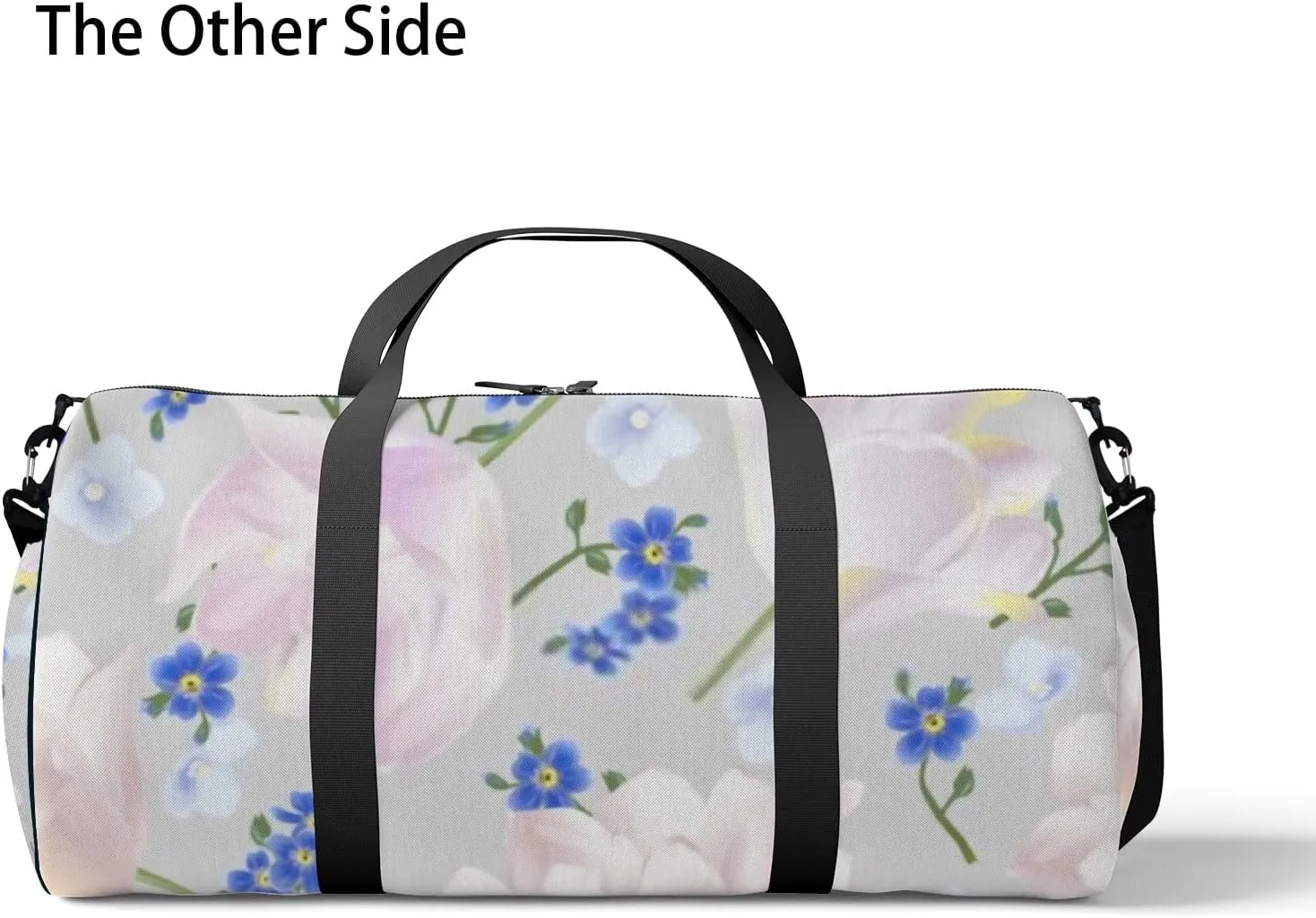 Sports Gym Bag for Women and Men Waterproof Flowers Floral Pattern Blue Pink Duffel Bag Lightweight Carryon Traveling Boarding Gripsack