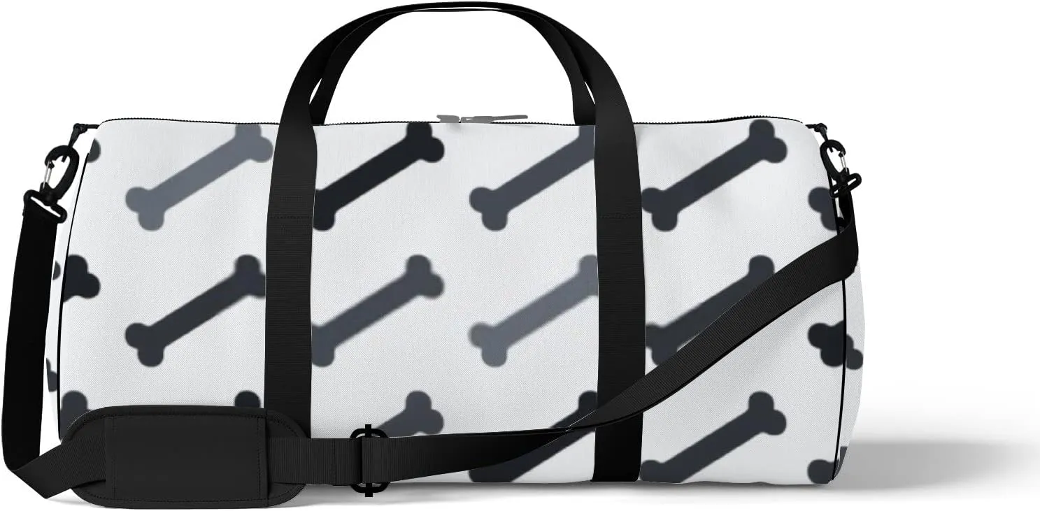 Sports Gym Bag for Women and Men Waterproof Hand Drawn Bones Pattern Duffel Bag Lightweight Carryon Traveling Boarding Gripsack