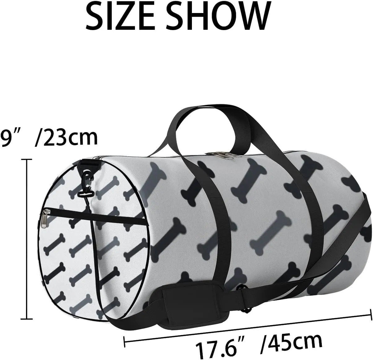 Sports Gym Bag for Women and Men Waterproof Hand Drawn Bones Pattern Duffel Bag Lightweight Carryon Traveling Boarding Gripsack