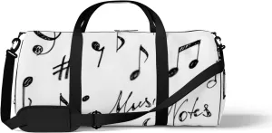 Sports Gym Bag for Women and Men Waterproof Hand Drawn Music Notes Set Sketch Style Duffel Bag Lightweight Carryon Traveling Boarding Gripsack