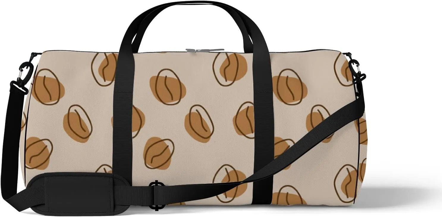 Sports Gym Bag for Women and Men Waterproof Hand Drawn Pattern Brown Duffel Bag Lightweight Carryon Traveling Boarding Gripsack