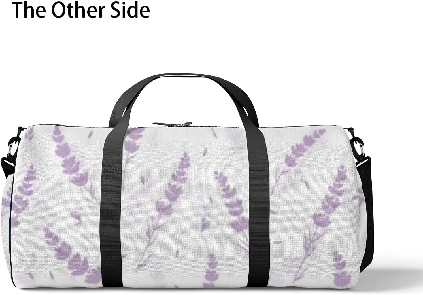 Sports Gym Bag for Women and Men Waterproof Lavender Flowers Light Purple Duffel Bag Lightweight Carryon Traveling Boarding Gripsack