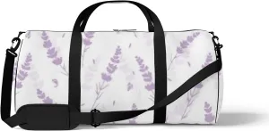 Sports Gym Bag for Women and Men Waterproof Lavender Flowers Light Purple Duffel Bag Lightweight Carryon Traveling Boarding Gripsack