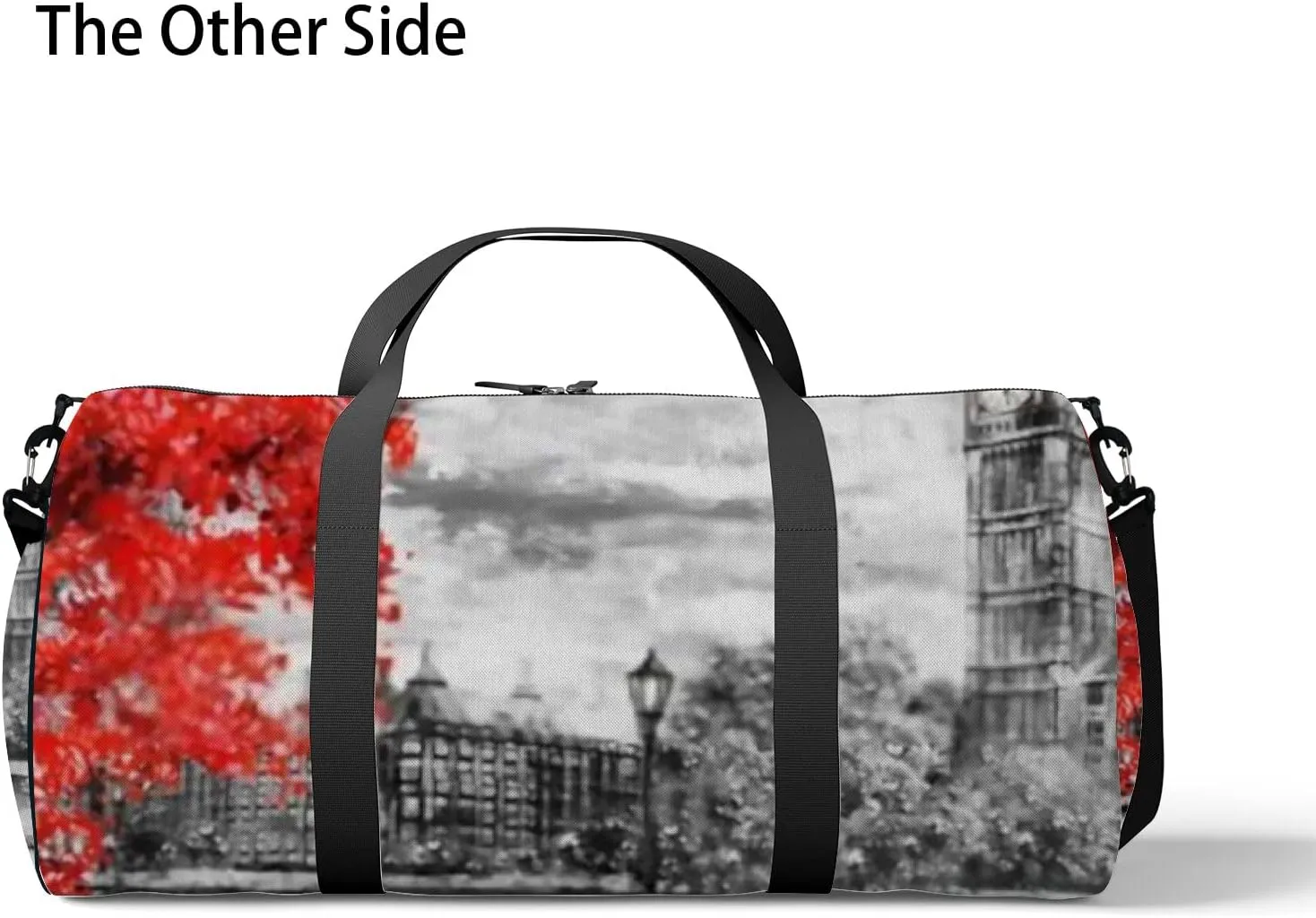 Sports Gym Bag for Women and Men Waterproof Oil Painting London Street Red Tree Duffel Bag Lightweight Carryon Traveling Boarding Gripsack