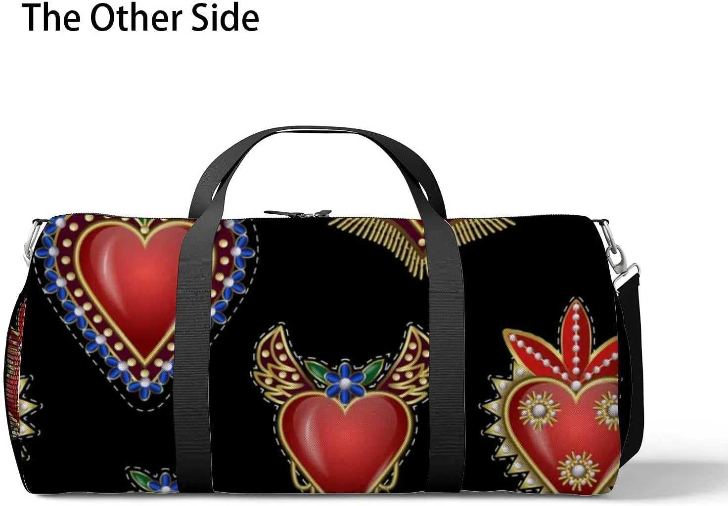Sports Gym Bag for Women and Men Waterproof Pattern Traditional Mexican Hearts Duffel Bag Lightweight Carryon Traveling Boarding Gripsack