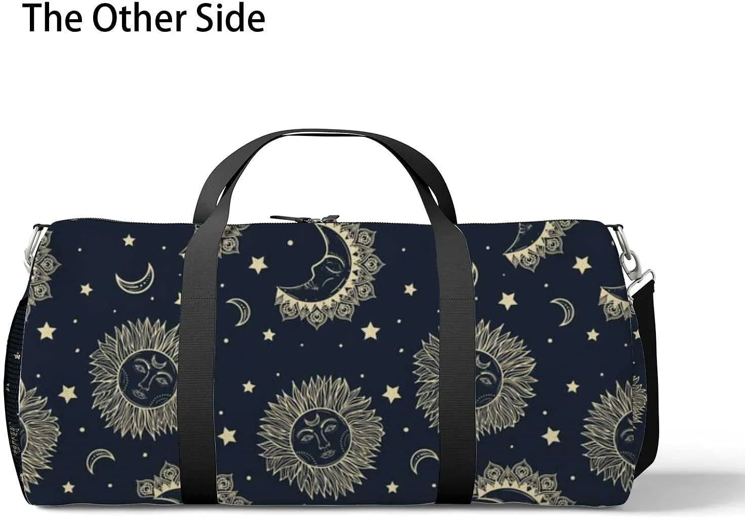 Sports Gym Bag for Women and Men Waterproof PatternSun Moon Stars Duffel Bag Lightweight Carryon Traveling Boarding Gripsack
