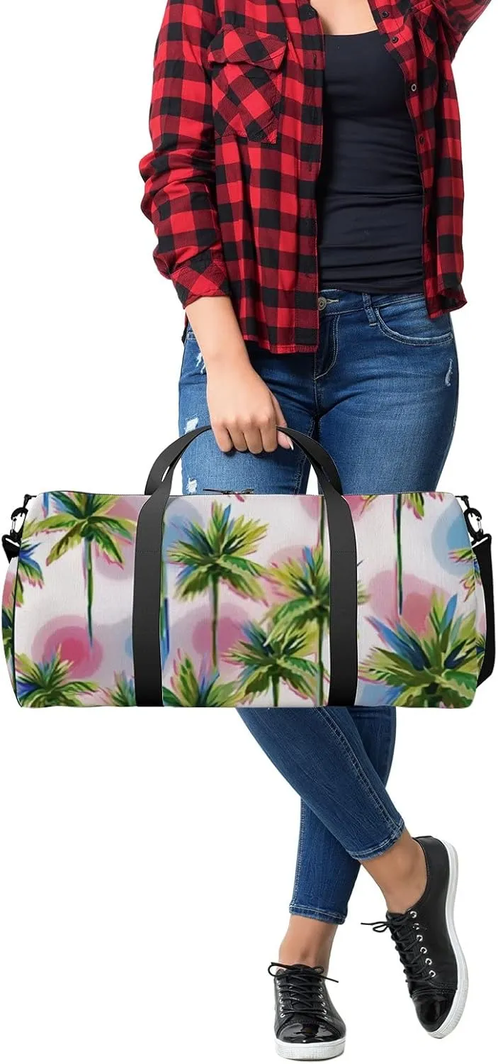Sports Gym Bag for Women and Men Waterproof Summer Tropical Trees Green Duffel Bag Lightweight Carryon Traveling Boarding Gripsack