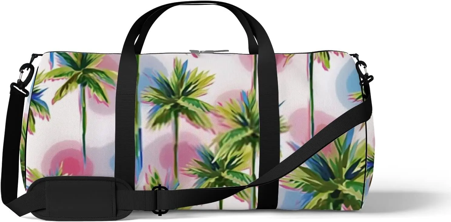 Sports Gym Bag for Women and Men Waterproof Summer Tropical Trees Green Duffel Bag Lightweight Carryon Traveling Boarding Gripsack