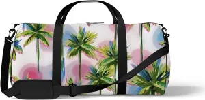 Sports Gym Bag for Women and Men Waterproof Summer Tropical Trees Green Duffel Bag Lightweight Carryon Traveling Boarding Gripsack