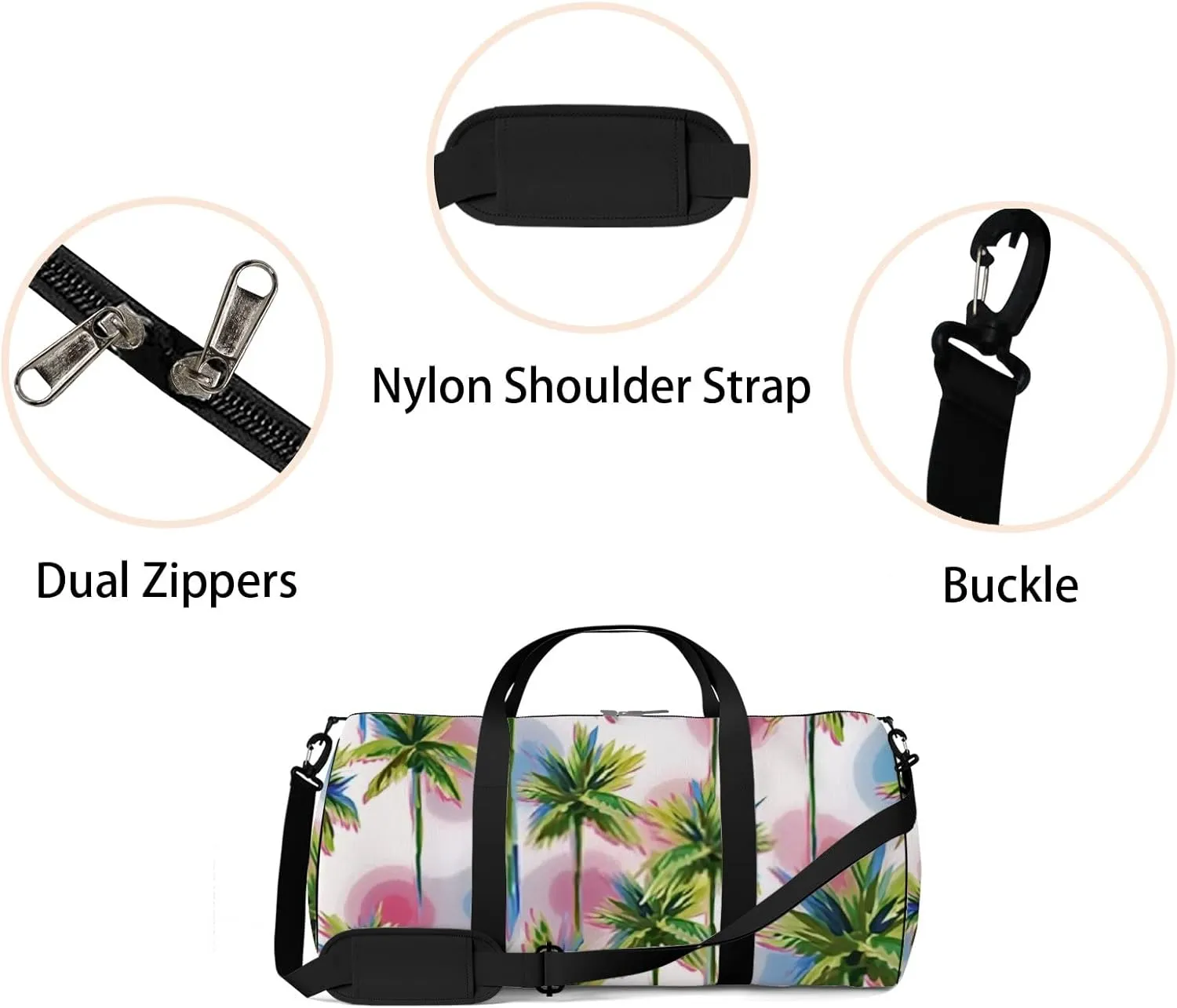 Sports Gym Bag for Women and Men Waterproof Summer Tropical Trees Green Duffel Bag Lightweight Carryon Traveling Boarding Gripsack